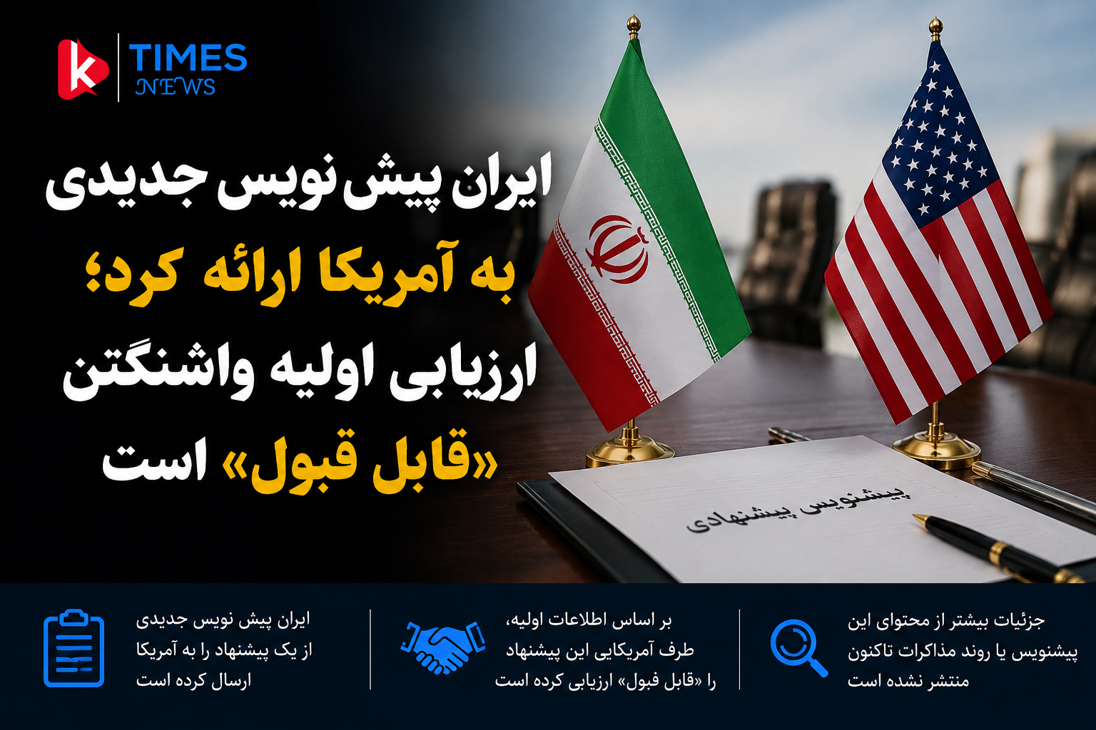 ایران پیش‌نویس جدیدی به آمریکا ارائه کرد؛ ارزیابی اولیه واشنگتن «قابل قبول» است
