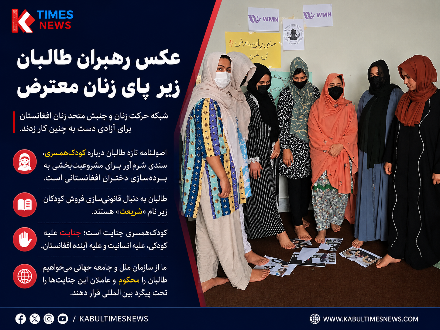 *Photo of Taliban leaders under the feet of the girls*