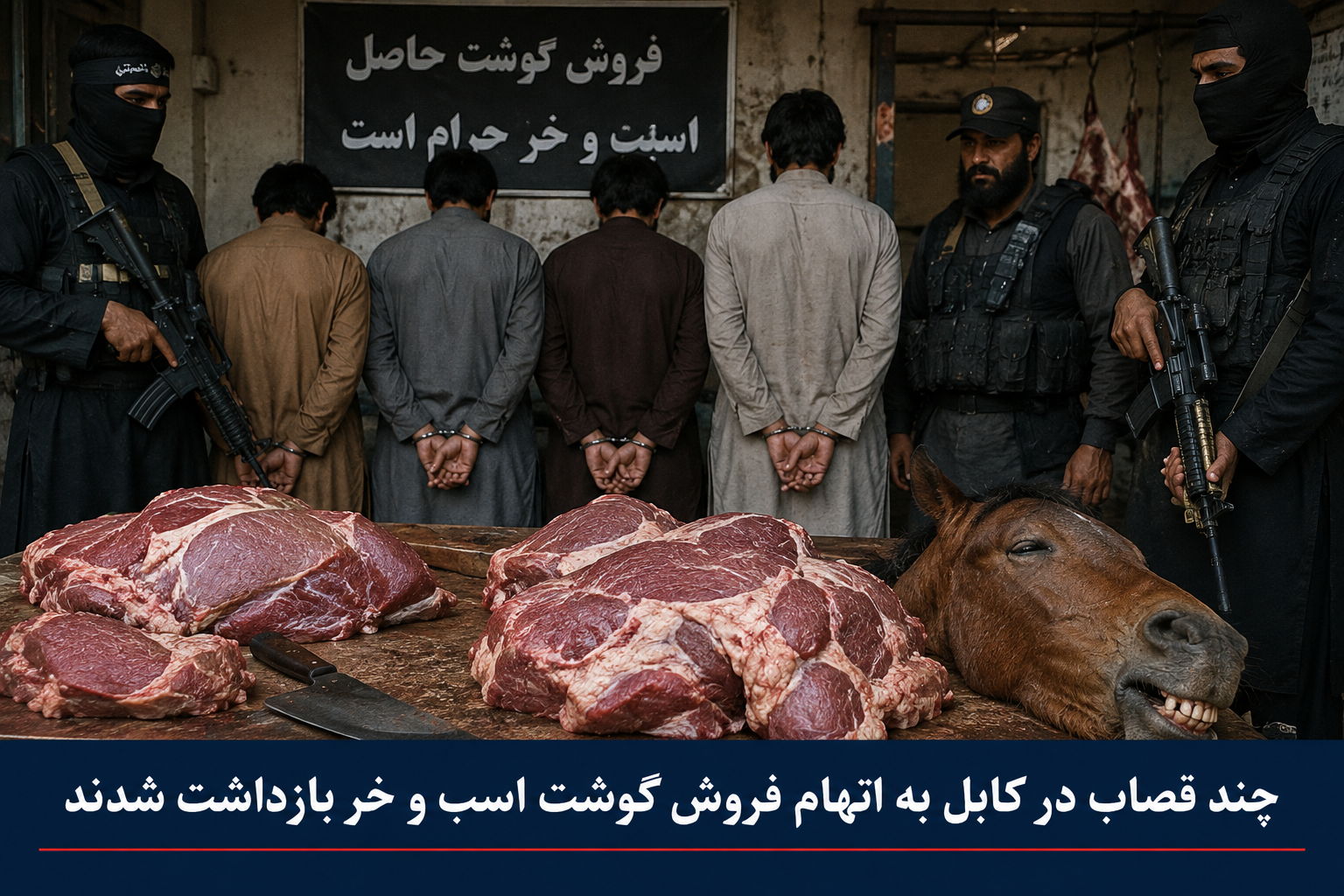 Several butchers arrested in Kabul on charges of selling horse and donkey meat